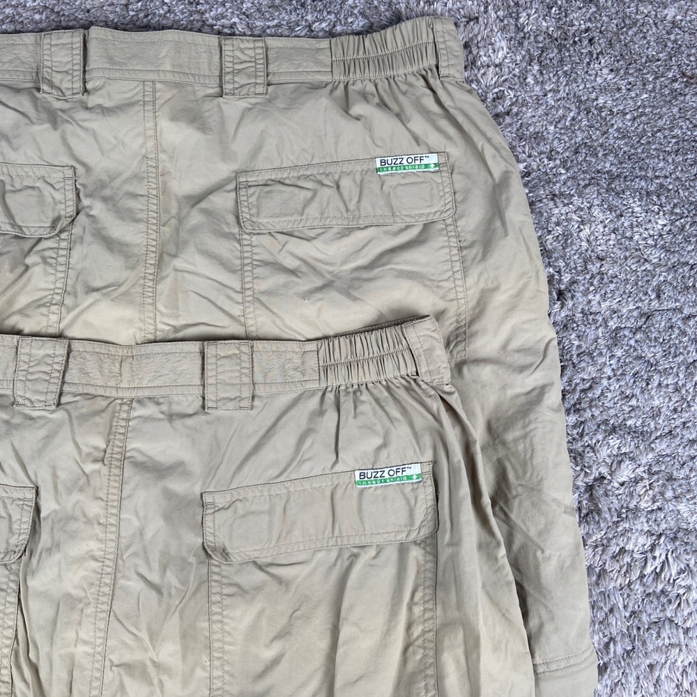 Lot of 2 ExOfficio Buzz Off Convertible Pant Mens L‎ Khaki Nylon Cargo Outdoor